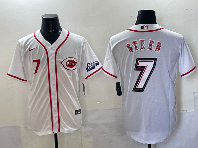Men Cincinnati Reds #7 Steer white 2025 Nike MLB Jersey 006->cincinnati reds->MLB Jersey